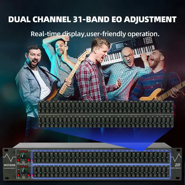 Alt view image 3 of 7 - Graphic Equalizer 31-Band Stereo EQ for Home Audio, Dual Channel Professional DJ Equalizer (EQ-231)