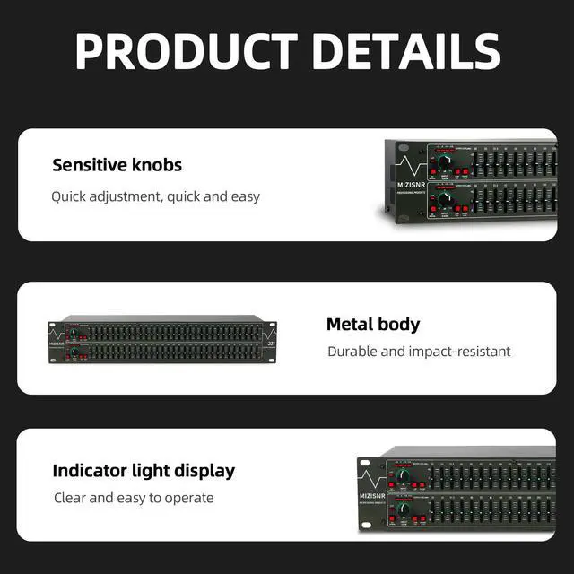 Alt view image 6 of 7 - Graphic Equalizer 31-Band Stereo EQ for Home Audio, Dual Channel Professional DJ Equalizer (EQ-231)