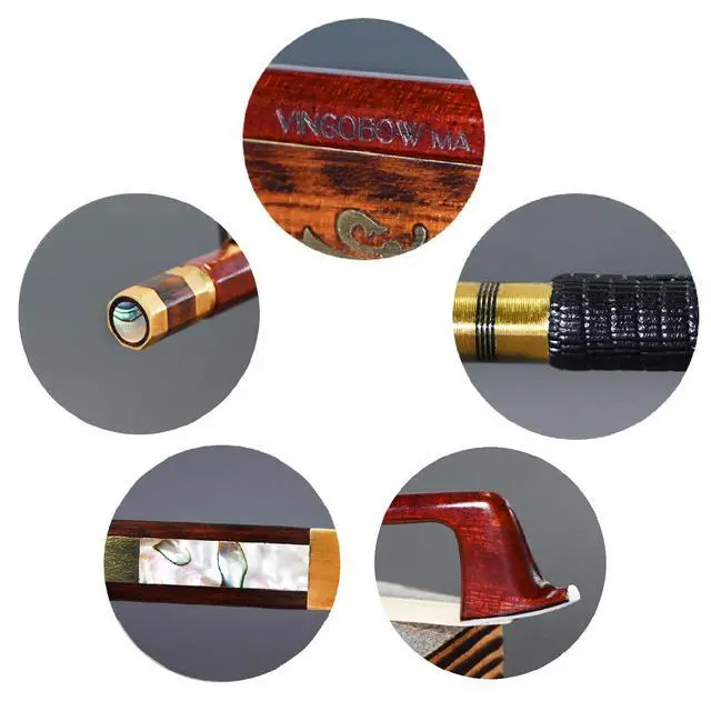 Alt view image 3 of 7 - Carbon Fiber Core Hybrid Peranmbuco Skin Violin Bow 4/4 Size 127V Master Level Fleur-de-lys Snakewood Frog 4 4 Full Straight Premium Natural Horse Hair for Porfessional Player
