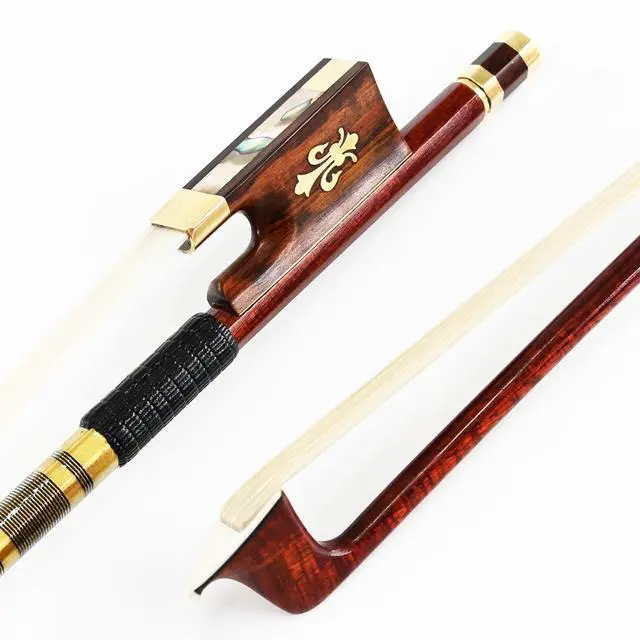 Alt view image 5 of 7 - Carbon Fiber Core Hybrid Peranmbuco Skin Violin Bow 4/4 Size 127V Master Level Fleur-de-lys Snakewood Frog 4 4 Full Straight Premium Natural Horse Hair for Porfessional Player