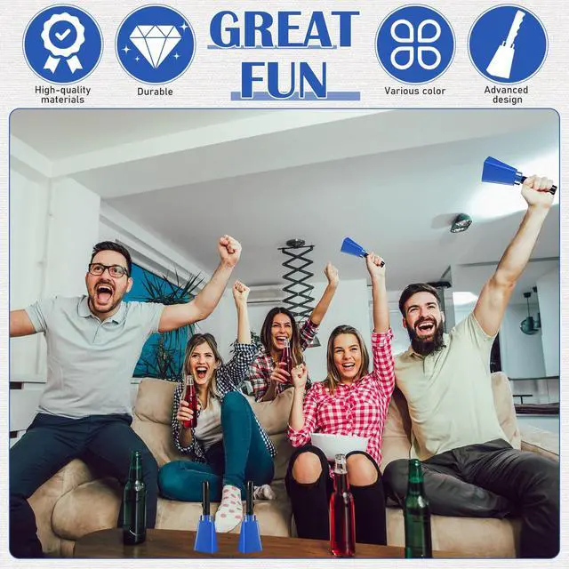 Alt view image 4 of 7 - 24 Pcs Cow Bell 9 '' Cheering Bell Cow Bells Noise Makers for Sporting Events Football Cowbell with Handle Loud Musical Instrument for Wedding School Classroom Alarm(blue,9 '')