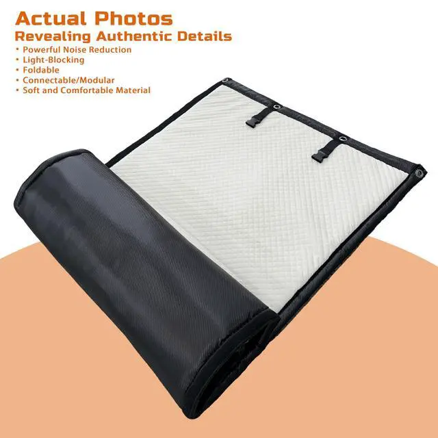 Alt view image 2 of 7 - Soundproof Curtains 53" x 67" Acoustic Sound Barrier Dampening Blanket for Doors & Windows, Noise Blocking Blackout Curtain, Use for Recording Studio Home Office,Black