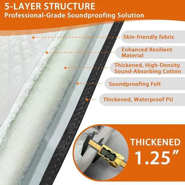 Alt view image 7 of 7 - Soundproof Curtains 53" x 67" Acoustic Sound Barrier Dampening Blanket for Doors & Windows, Noise Blocking Blackout Curtain, Use for Recording Studio Home Office,Black