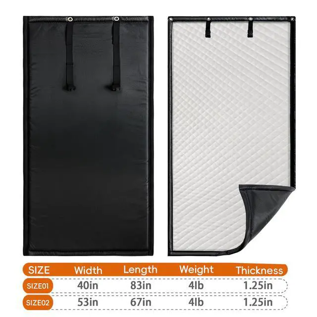 Alt view image 4 of 7 - Soundproof Curtains 53" x 67" Acoustic Sound Barrier Dampening Blanket for Doors & Windows, Noise Blocking Blackout Curtain, Use for Recording Studio Home Office,Black