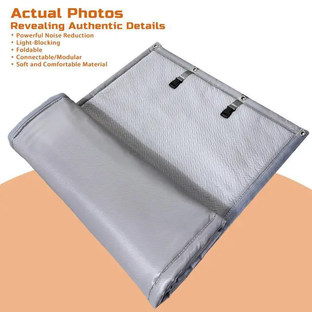 Alt view image 2 of 7 - Soundproof Curtains 53" x 67" Acoustic Sound Barrier Dampening Blanket for Doors & Windows, Noise Blocking Blackout Curtain, Use for Recording Studio Home Office, Gray