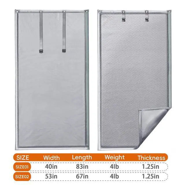 Alt view image 4 of 7 - Soundproof Curtains 53" x 67" Acoustic Sound Barrier Dampening Blanket for Doors & Windows, Noise Blocking Blackout Curtain, Use for Recording Studio Home Office, Gray