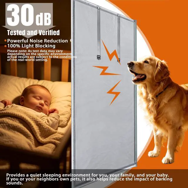 Alt view image 5 of 7 - Soundproof Curtains 53" x 67" Acoustic Sound Barrier Dampening Blanket for Doors & Windows, Noise Blocking Blackout Curtain, Use for Recording Studio Home Office, Gray