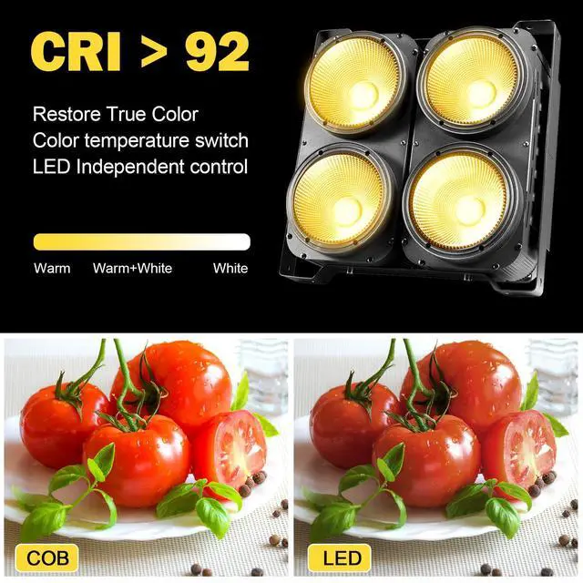 Alt view image 3 of 7 - COB Stage Lights, 400W LED Par Light, 3500K~7500K Spotlights LED Blinder Warm&Cold White DMX512 Sound Activated for Church Events Wedding Parties Concert Theater