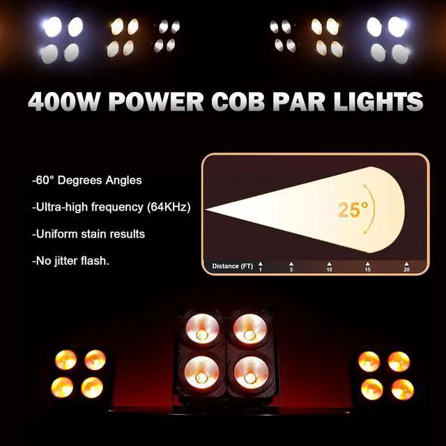 Alt view image 5 of 7 - COB Stage Lights, 400W LED Par Light, 3500K~7500K Spotlights LED Blinder Warm&Cold White DMX512 Sound Activated for Church Events Wedding Parties Concert Theater