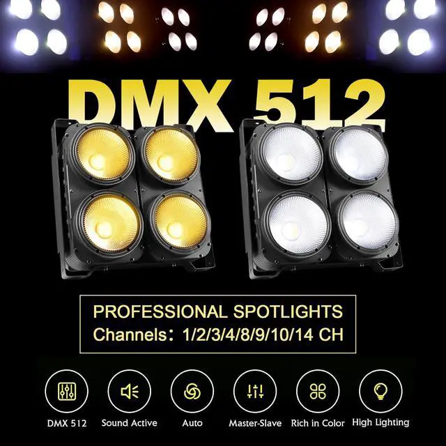 Alt view image 2 of 7 - COB Stage Lights, 400W LED Par Light, 3500K~7500K Spotlights LED Blinder Warm&Cold White DMX512 Sound Activated for Church Events Wedding Parties Concert Theater
