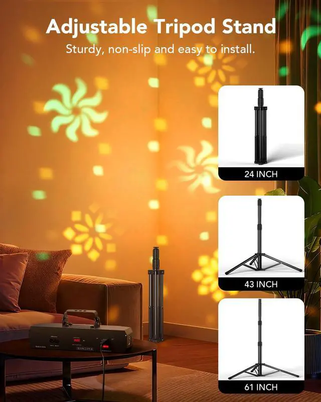 Alt view image 5 of 7 - All-in-One DJ Light with Stand, Rotating Multi-Beam Effects | 50+ Laser Lights, 180° Wide-angle Bee-eye Effects, 63 RGBWA+UV Strobes, DMX512, Remote and Sound Activation for Club, Party