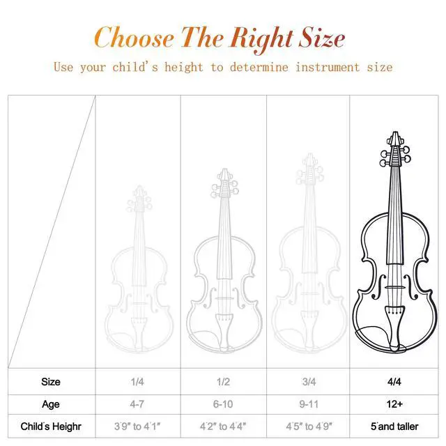Alt view image 5 of 7 - 4/4 Violin For Beginners, CVN-300 Full Size Fiddle Set For Student Adults, Solidwood Ebony Fitted Starter Violins Kit with Hard Case, Bow, Stringed Musical Instruments