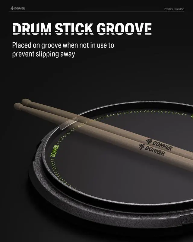 Alt view image 7 of 7 - Drum Practice Kit - Snare Stand + 12'' Marching Pad, Drumsticks, Backpack - Fits 10''-14'' Drums (Black)