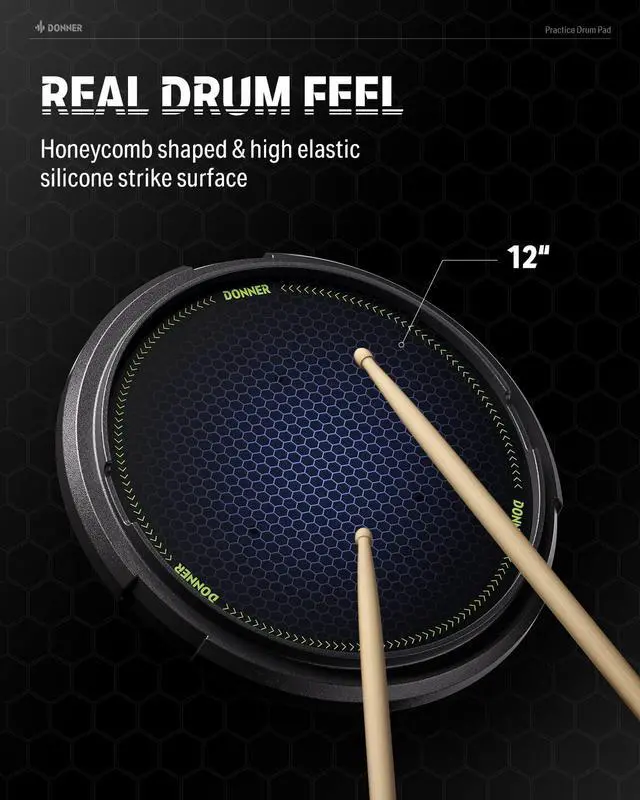 Alt view image 3 of 7 - Drum Practice Kit - Snare Stand + 12'' Marching Pad, Drumsticks, Backpack - Fits 10''-14'' Drums (Black)