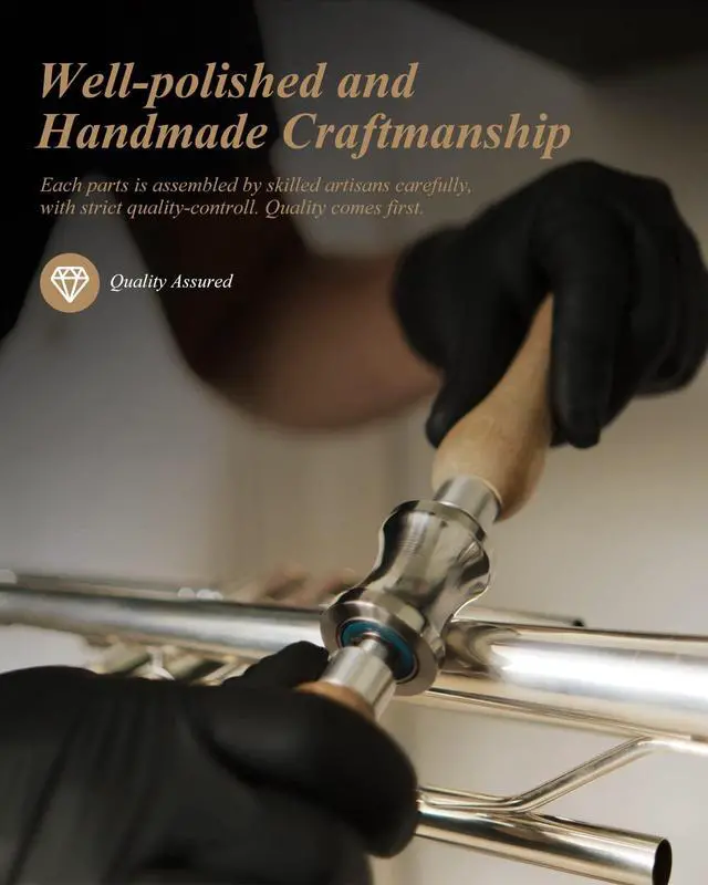 Alt view image 7 of 7 - ETR-390 Standard B Flat Trumpet for Beginners Intermediate, Advanced Upgraded Trumpet Instrument with Hard Case, Cleaning Kit, 7C Mouthpiece, Gloves, Golden