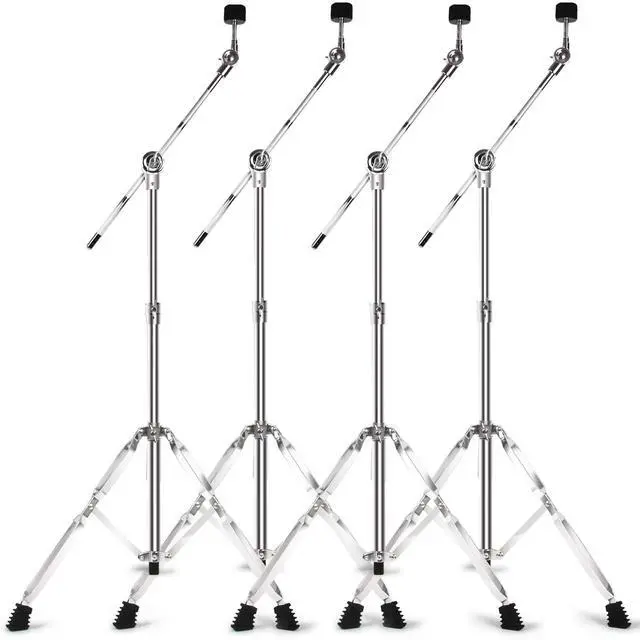 Main image of Boom Cymbal Stand for Mounting Crash, Ride, Splash Cymbals (4 Pack) | Adjustable Cymbal Stand for Drum Hardware Percussion Mount Holder Gear Splash Cymbals, Double Braced Legs with Rubber Feet