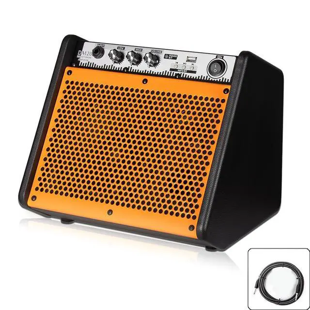 Alt view image 2 of 7 - Drum Amplifier 20W, Wireless Electric Drum Speaker Keyboard Amp, Mini DM20 Portable for Home Practice (Orange)