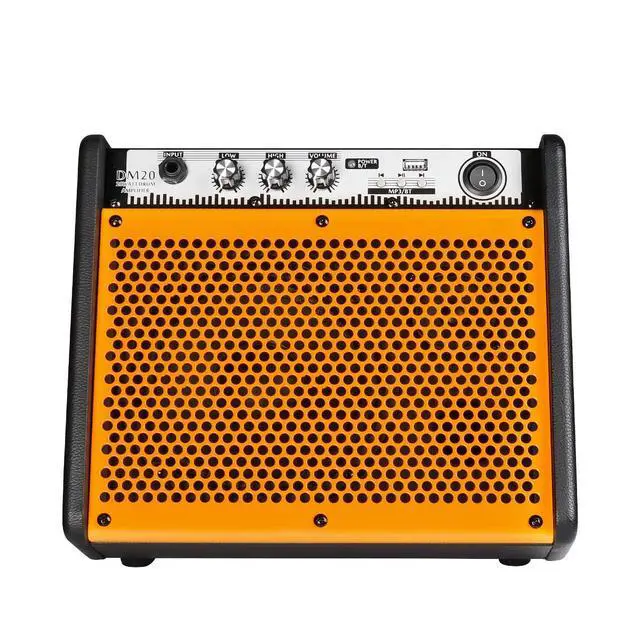 Alt view image 4 of 7 - Drum Amplifier 20W, Wireless Electric Drum Speaker Keyboard Amp, Mini DM20 Portable for Home Practice (Orange)
