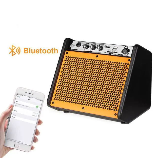 Alt view image 3 of 7 - Drum Amplifier 20W, Wireless Electric Drum Speaker Keyboard Amp, Mini DM20 Portable for Home Practice (Orange)