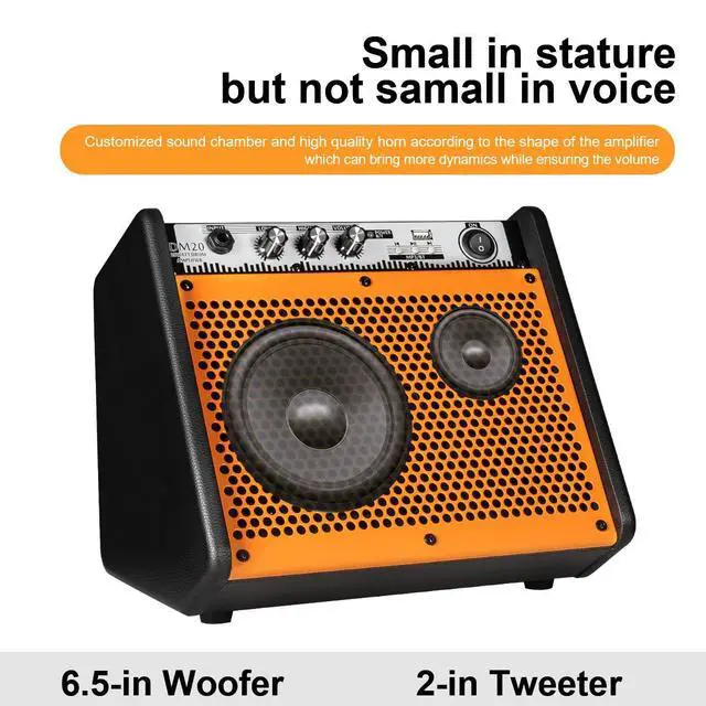 Alt view image 6 of 7 - Drum Amplifier 20W, Wireless Electric Drum Speaker Keyboard Amp, Mini DM20 Portable for Home Practice (Orange)