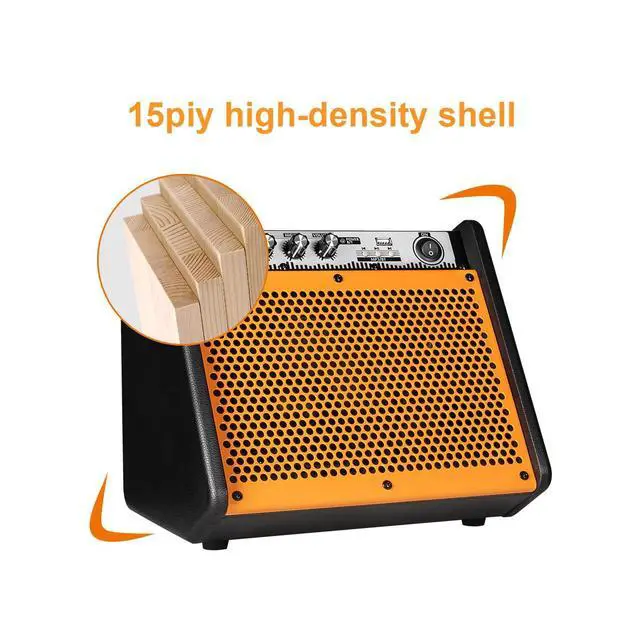 Alt view image 5 of 7 - Drum Amplifier 20W, Wireless Electric Drum Speaker Keyboard Amp, Mini DM20 Portable for Home Practice (Orange)