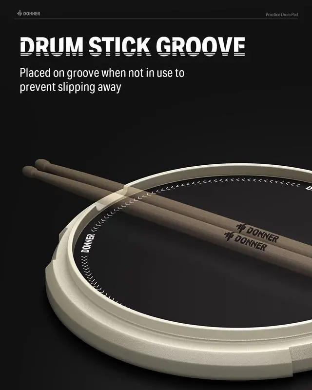 Alt view image 7 of 7 - Drum Practice Pad & Stand Kit with 12'' Silent Marching Pad, Drumsticks, Backpack - Adjustable Fits 10''-14'' Drums (White)