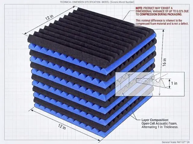 Alt view image 2 of 7 - 96 Pack Black/BLUE 12 "X 12 "X1" Acoustic Panels Studio Soundproofing Foam Wedge Tiles(Accompanied By Double-Sided Adhesive Tape)