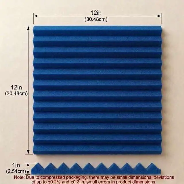 Alt view image 3 of 7 - 96 Pack Black/BLUE 12 "X 12 "X1" Acoustic Panels Studio Soundproofing Foam Wedge Tiles(Accompanied By Double-Sided Adhesive Tape)