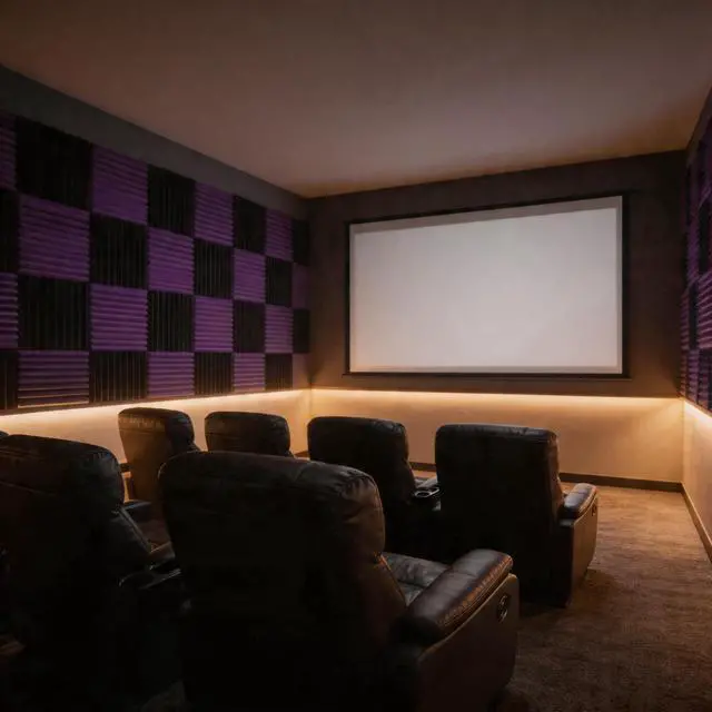Alt view image 6 of 7 - 96 Pack Black/purple 12 "X 12 "X1" Acoustic Panels Studio Soundproofing Foam Wedge Tiles (Accompanied By Double-Sided Adhesive Tape)