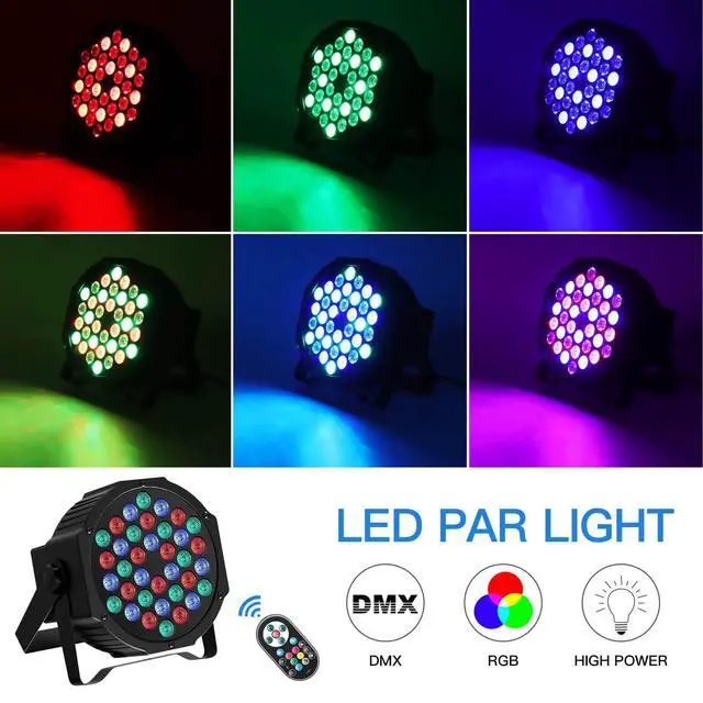 Alt view image 2 of 6 - Stage Lights 36 LED Par Lights, RGB Par Light Uplights Stage Lighting Indoor for Christmas Halloween Music Party Disco Wedding, Remote Control, DMX Control Sound Activated Party Light
