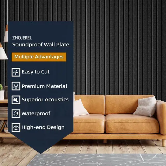 Alt view image 4 of 6 - 6 Pack Sound Proof Foam Panels for Walls 47.2"x23.6" Large Acoustic Panels Sound Absorbing, Self-Adhesive Soundproof Wall Panels for Home Studio, Office, Recording, Black (6 Pack Black)