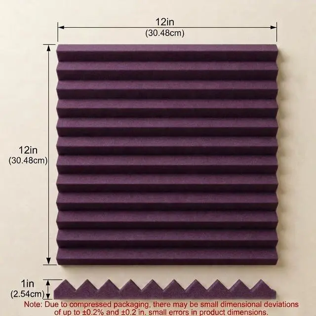 Alt view image 2 of 6 - 96 PACK Medium Sale Acoustic Foam Soundproof foam (Accompanied By Double-Sided Adhesive Tape)(Black/burgundy)
