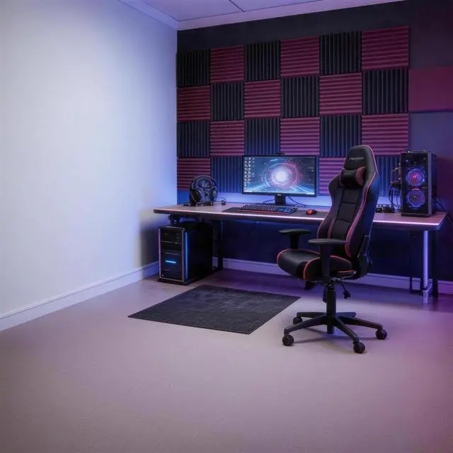 Alt view image 5 of 6 - 96 PACK Medium Sale Acoustic Foam Soundproof foam (Accompanied By Double-Sided Adhesive Tape)(Black/burgundy)