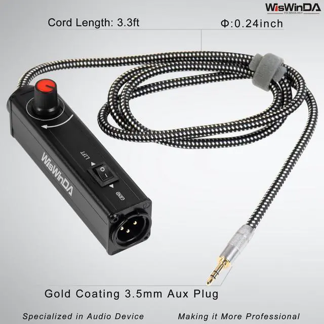 Alt view image 5 of 7 - Upgrade Pro101A HiFi Stereo AUX to XLR Isolation Box with Volume Controller Ground Lift Switch Build-in 3.5mm Aux Cord 3.3ft Gold Coating Plug with Extra XLR Y Cord
