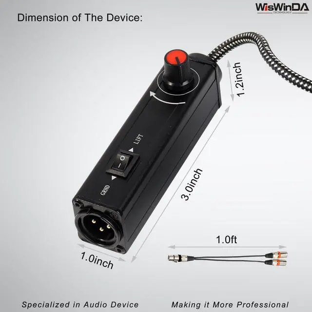 Alt view image 6 of 7 - Upgrade Pro101A HiFi Stereo AUX to XLR Isolation Box with Volume Controller Ground Lift Switch Build-in 3.5mm Aux Cord 3.3ft Gold Coating Plug with Extra XLR Y Cord