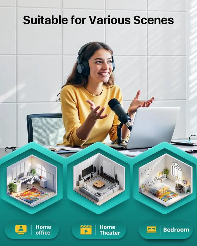 Alt view image 6 of 7 - Mass Loaded Vinyl, 12-Pack Self-Adhesive Acoustic Panels | Polyester, Rubber Better Sound Absorption, Covers 11.6 sq ft, 12"×12" Soundproofing Panels for Home Office, Studio, Live Room