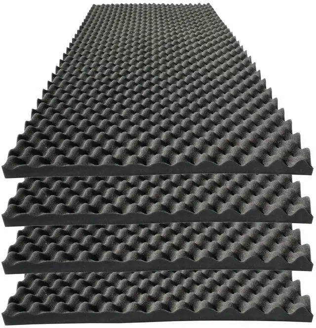 Main image of 4 PCS Acoustic Panels,48''X24''X2'' Egg Crate Foam Soundproof Foam Wall Panels,High Density Fireproof Noise Cancelling Foam Studio Foam Panel,Noise (Black)