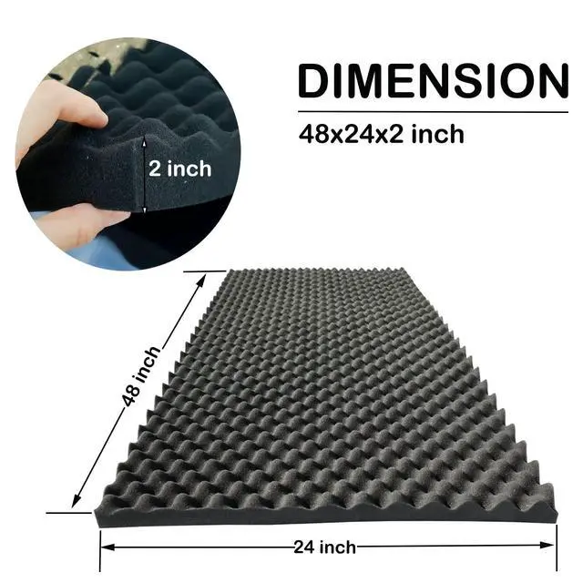 Alt view image 4 of 4 - 4 PCS Acoustic Panels,48''X24''X2'' Egg Crate Foam Soundproof Foam Wall Panels,High Density Fireproof Noise Cancelling Foam Studio Foam Panel,Noise (Black)