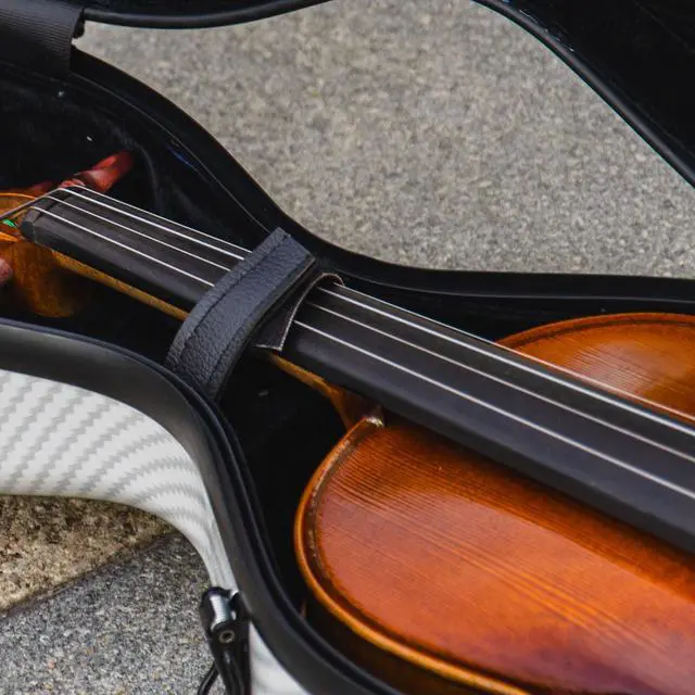 Alt view image 5 of 7 - 4/4 Full Size Violin case High-Strength Carbon Fiber Pear-Shaped Violin Music Bag With Combination Lock and Extra Bag White Violin Hard Case (VB-Random type-White Stripe spot)