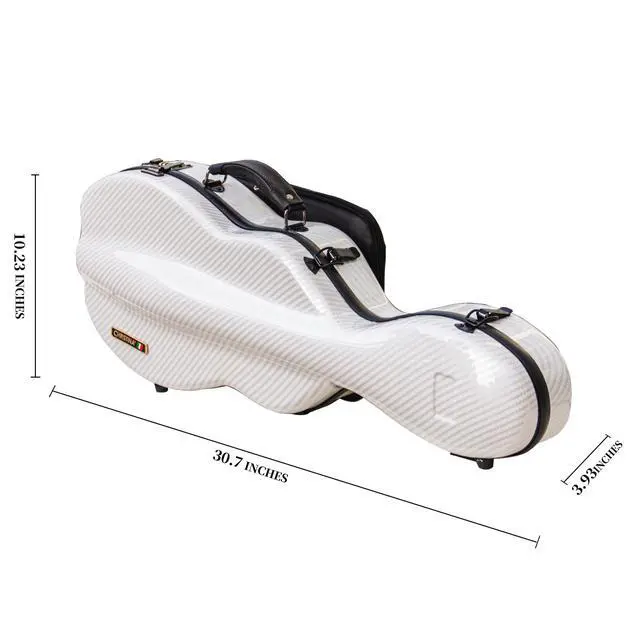 Alt view image 7 of 7 - 4/4 Full Size Violin case High-Strength Carbon Fiber Pear-Shaped Violin Music Bag With Combination Lock and Extra Bag White Violin Hard Case (VB-Random type-White Stripe spot)