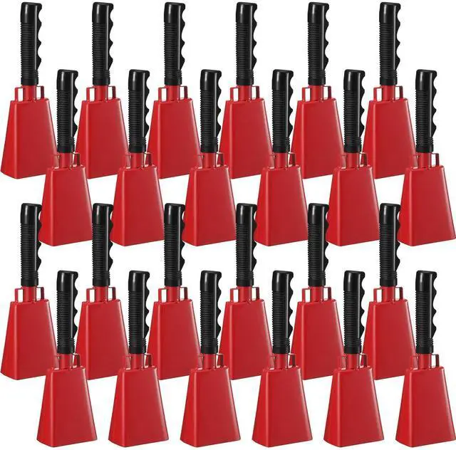 Main image of 24 Pcs Cow Bell 9 '' Cheering Bell Cow Bells Noise Makers for Sporting Events Football Cowbell with Handle Loud Musical Instrument for Wedding School Classroom Alarm(red,9 '')
