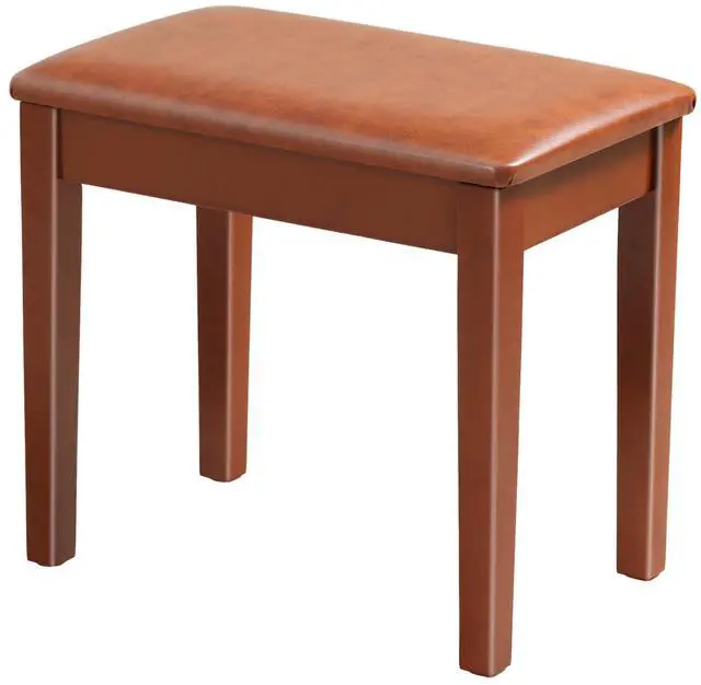 Main image of Piano Stool, Solid Wood Frame, Padded Cushion, 13.21"x21"x18.2" | Brown, Real Wood Build, Cushioned Seat, Chair, for Home, Practice, Studio, Classroom, Recital, Music Lover, Gift