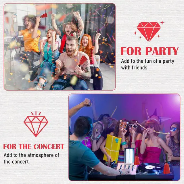 Alt view image 4 of 7 - 24 Pcs Cow Bell 9 '' Cheering Bell Cow Bells Noise Makers for Sporting Events Football Cowbell with Handle Loud Musical Instrument for Wedding School Classroom Alarm(red,9 '')