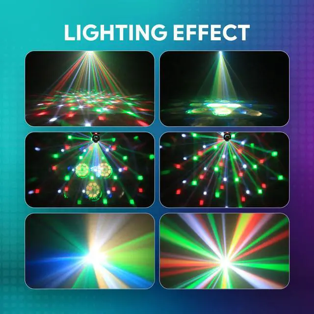 Alt view image 3 of 7 - Mini Moving Head Light, 30W LED Beam Light with Magic Ball Beam & Pattern Effect, DMX512/Remote/Sound-Activated Stage Lights for Party Birthday Festival HOM, 2 Pack