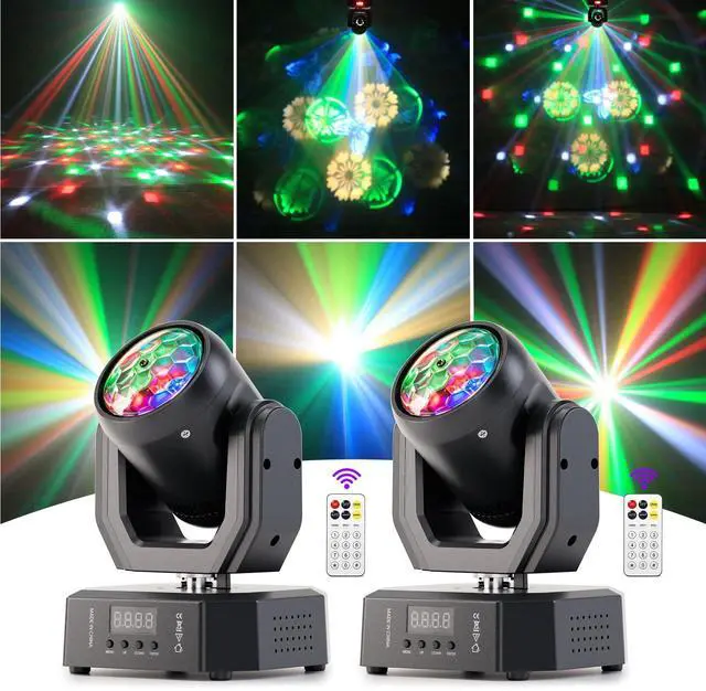 Main image of Mini Moving Head Light, 30W LED Beam Light with Magic Ball Beam & Pattern Effect, DMX512/Remote/Sound-Activated Stage Lights for Party Birthday Festival HOM, 2 Pack