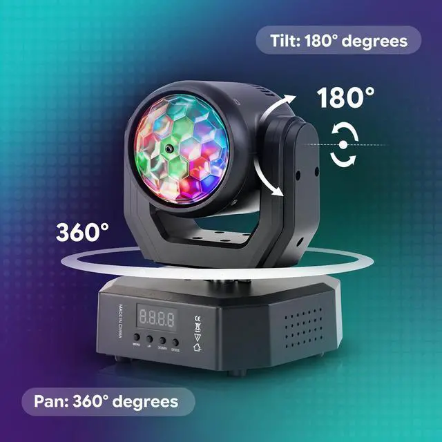 Alt view image 4 of 7 - Mini Moving Head Light, 30W LED Beam Light with Magic Ball Beam & Pattern Effect, DMX512/Remote/Sound-Activated Stage Lights for Party Birthday Festival HOM, 2 Pack