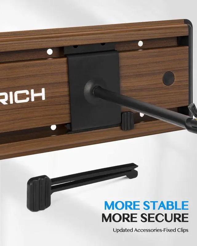 Alt view image 5 of 7 - Guitar Wall Mount Hangers for Multiple Guitars, Holds 8 Guitars, Walnut Wood Grain, Strong Aluminum Metal Guitar Stand Rack Bass Holder, Adjustable Instruments Display Set, SMH-08W