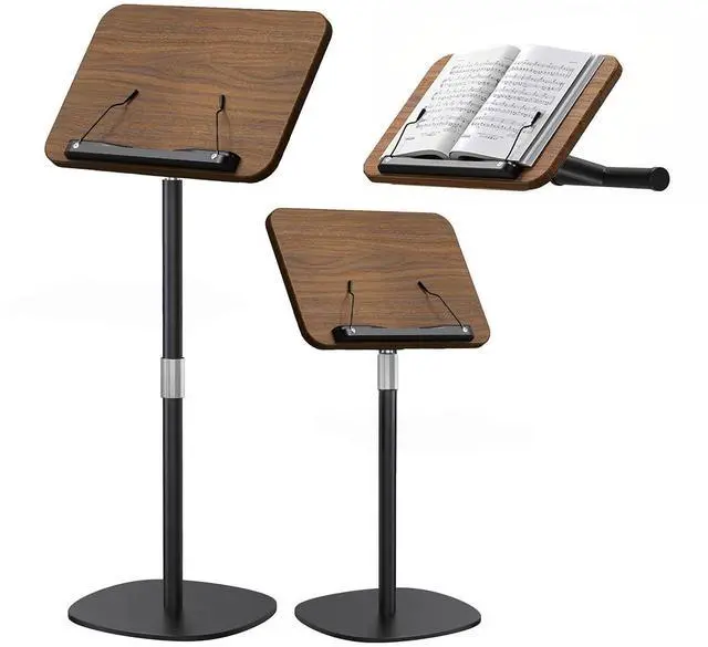Main image of 2-in-1 Wooden Music Stand, Floor & Tabletop Sheet Music Stand | Music Stand for Sheet Music 16.5"-51" Adjustable Height & Tilting Angle, Ideal for Violin, Guitar(Walnut Effect - Minimalist)