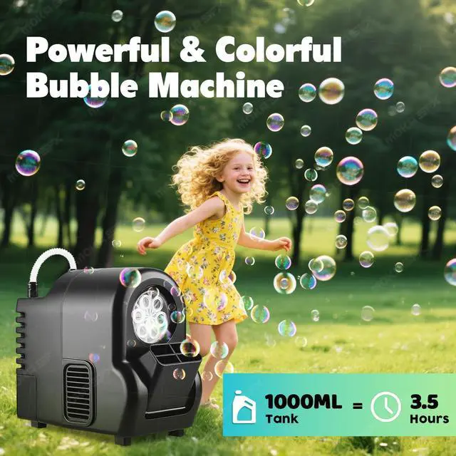 Alt view image 2 of 7 - Moka Intelligent Fuel-efficient Bubble Machine with Remote Control & Battery Option - 5M Bubble Range,Continuous Operation for Halloween Party Christmas Holiday Events (Bubble)