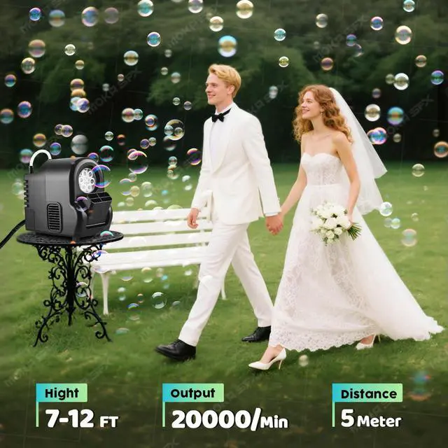 Alt view image 4 of 7 - Moka Intelligent Fuel-efficient Bubble Machine with Remote Control & Battery Option - 5M Bubble Range,Continuous Operation for Halloween Party Christmas Holiday Events (Bubble)